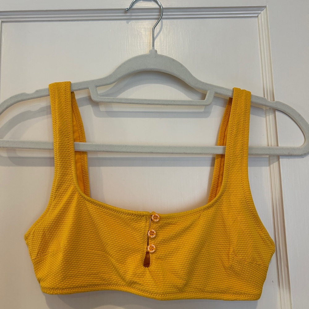 Aerie Yellow Textured Bikini Top